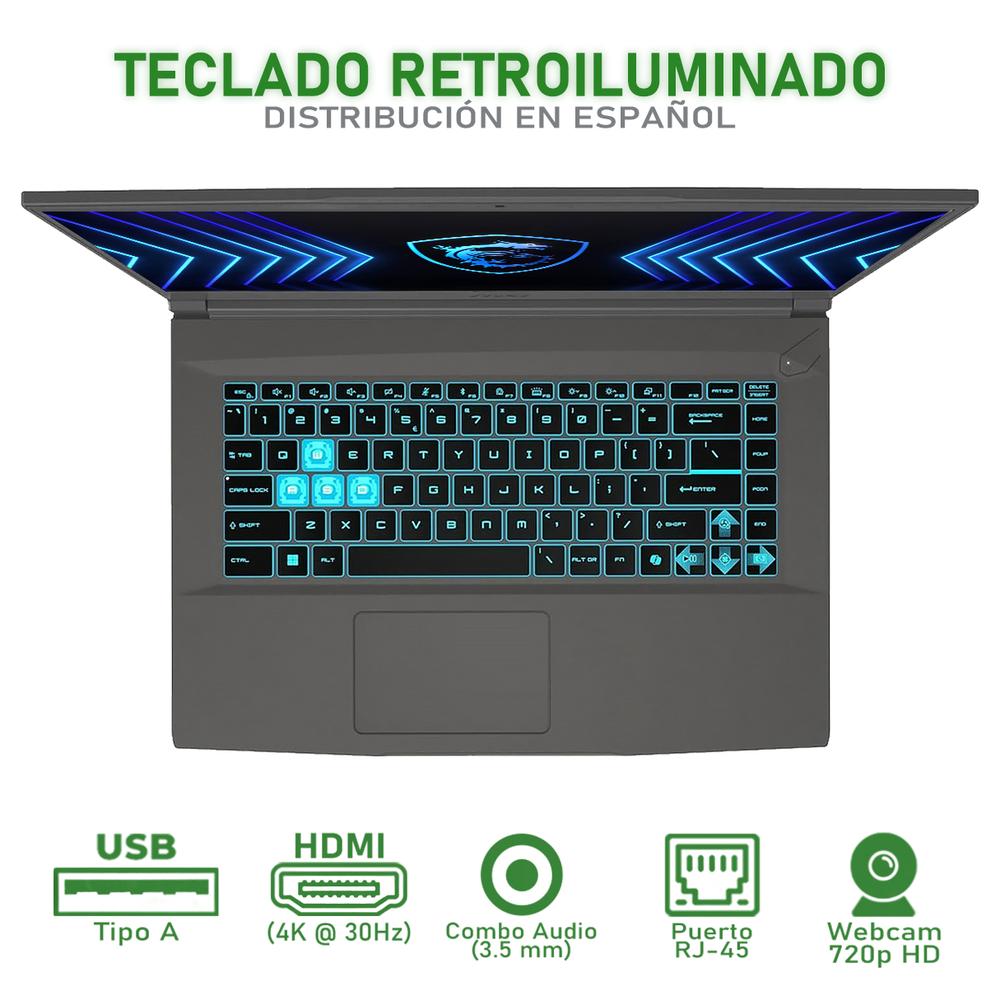 Foto 5 pulgar | Laptop Gamer Msi Thin 15 Geforce Rtx 2050 Intel Core I5 12450h 32gb Ram 1.4tb Ssd 15.6'' Teclado En Español Mouse D