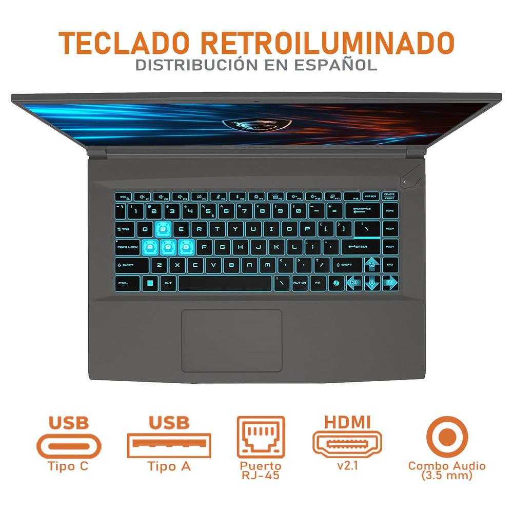 Foto 5 pulgar | Laptop Gamer Msi Thin 15 Geforce Rtx 3050 Amd Ryzen 5 7535hs 24gb Ram 512gb Ssd 15.6'' Teclado En Español + Mouse D
