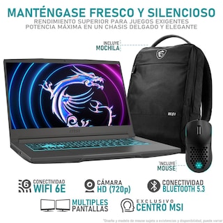 Foto 3 | Laptop Gamer Msi Thin 15 Geforce Rtx 4050 Intel Core I5 13420h 32gb Ram 1.4tb Ssd 15.6'' Teclado En Español Mochila Mo