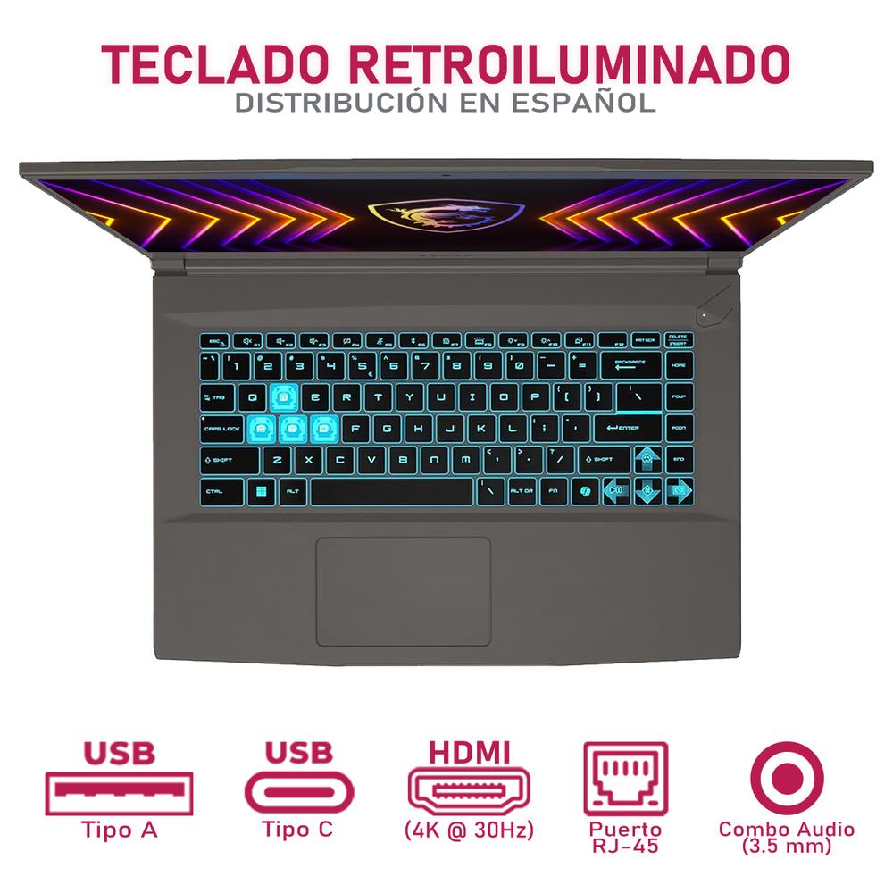 Foto 5 pulgar | Laptop Gamer Msi Thin 15 Geforce Rtx 4050 Intel Core I5 13420h 32gb Ram 1.4tb Ssd 15.6'' Teclado En Español Mochila Mo
