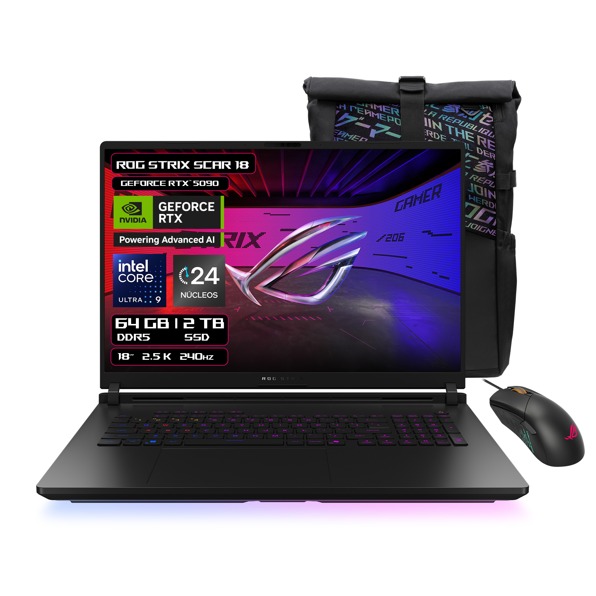 Foto 3 pulgar | Laptop Gamer Asus Rog Strix Scar 18, Intel Core Ultra 9 275hx, Rtx 5090, 64gb Ram, 2tb Ssd, Negro, 18'' 2.5k 240hz