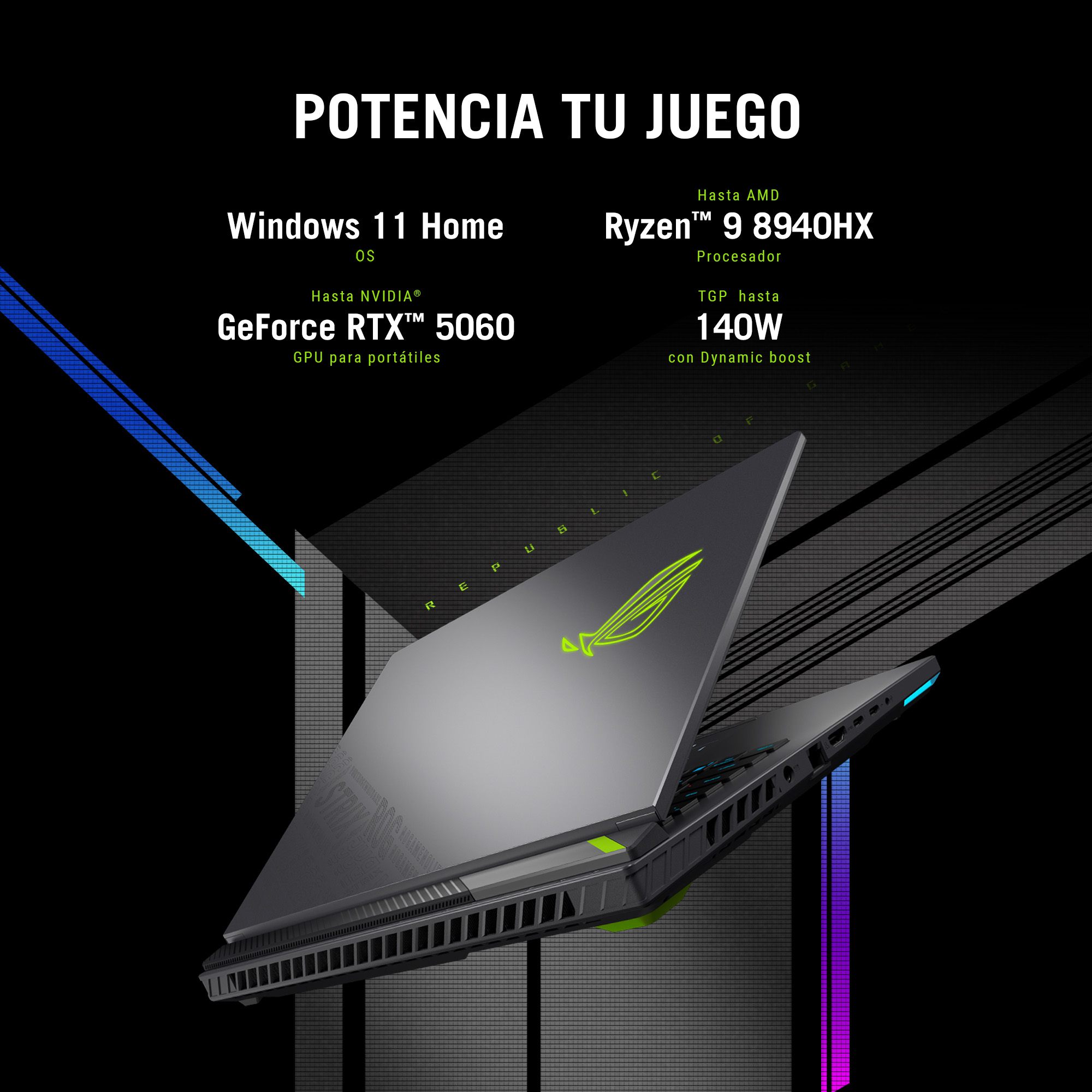 Foto 5 pulgar | Laptop Gamer ASUS ROG Strix G16 2025, AMD Ryzen 9 8940hx, RTX 5060, 16GB Ram, 1TB SSD, 16'' FHD+ 165hz