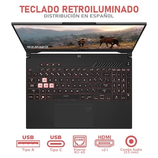 Foto 4 | Laptop Gamer Asus Tuf Gaming A15 Geforce Rtx 4050 Amd Ryzen 5 7535hs 8gb Ram 512gb Ssd 15.6'' Teclado En Español + Mo