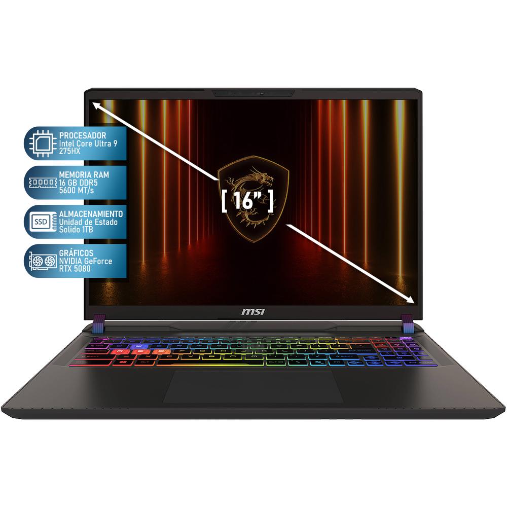 Foto 4 pulgar | Laptop Gamer Msi Vector 16 Hx Ai Nvidia Geforce Rtx 5080 Intel Core Ultra 9 275hx 16gb Ram 1tb Ssd 16'' Teclado En Ingl