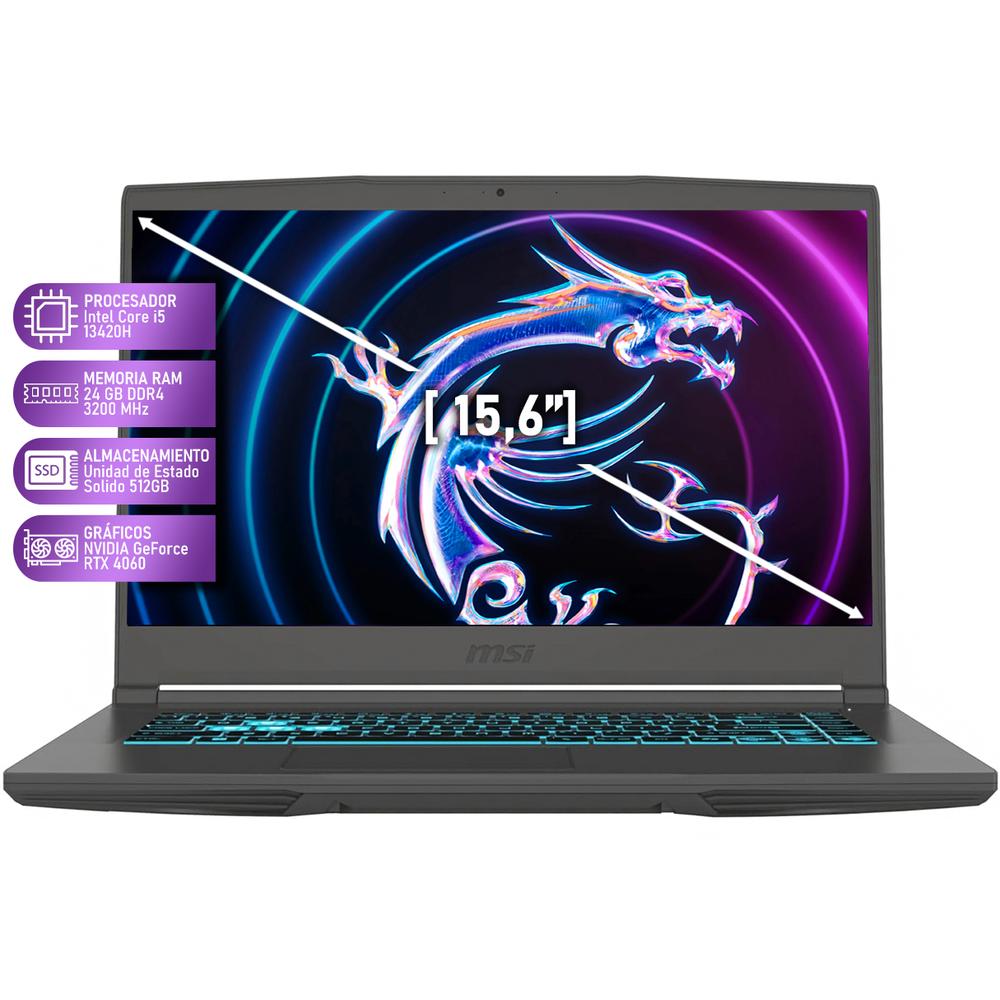 Foto 3 pulgar | Laptop Gamer Msi Thin 15 Nvidia Geforce Rtx 4060 Intel Core I5 13420h 24gb Ram 512gb Ssd 15.6'' Teclado En Ingles
