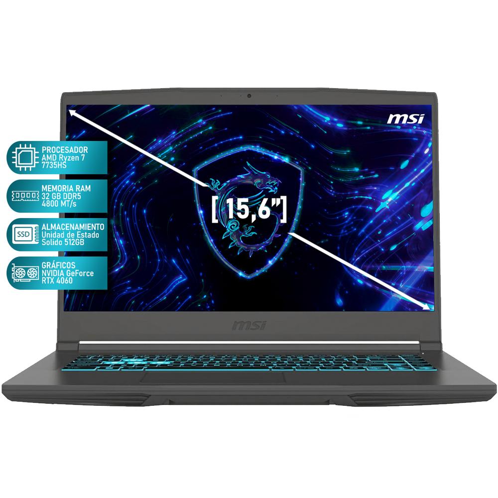Foto 3 pulgar | Laptop Gamer Msi Thin A15 Nvidia Geforce Rtx 4060 Amd Ryzen 7 7735hs 32gb Ram 512gb Ssd 15.6'' Teclado En Español