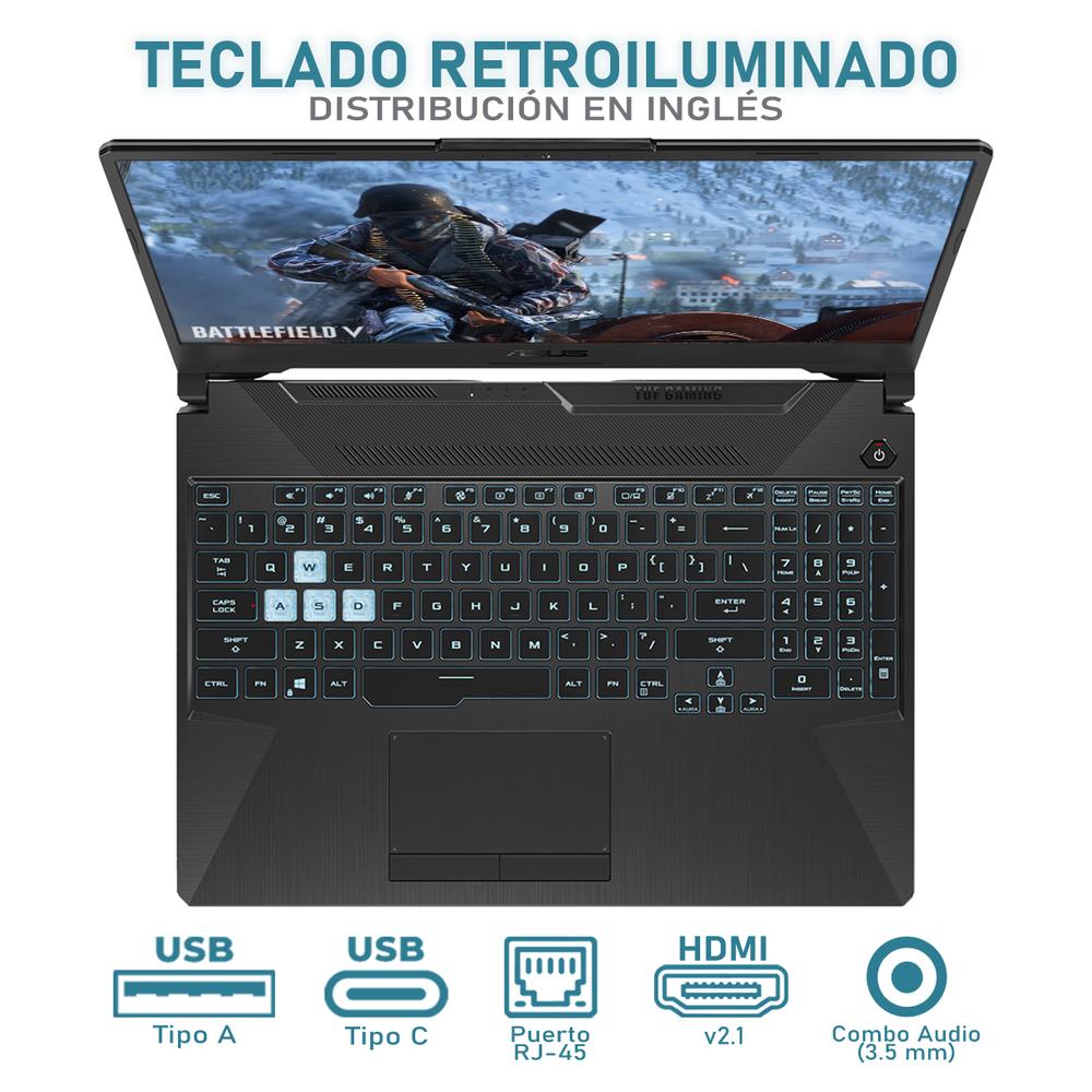 Foto 5 pulgar | Laptop Gamer Asus Tuf A15 Geforce Rtx 2050 Amd Ryzen 7 7435hs 16gb Ram 1tb Ssd 15.6'' Teclado En Ingles + Mouse Dxt Ga