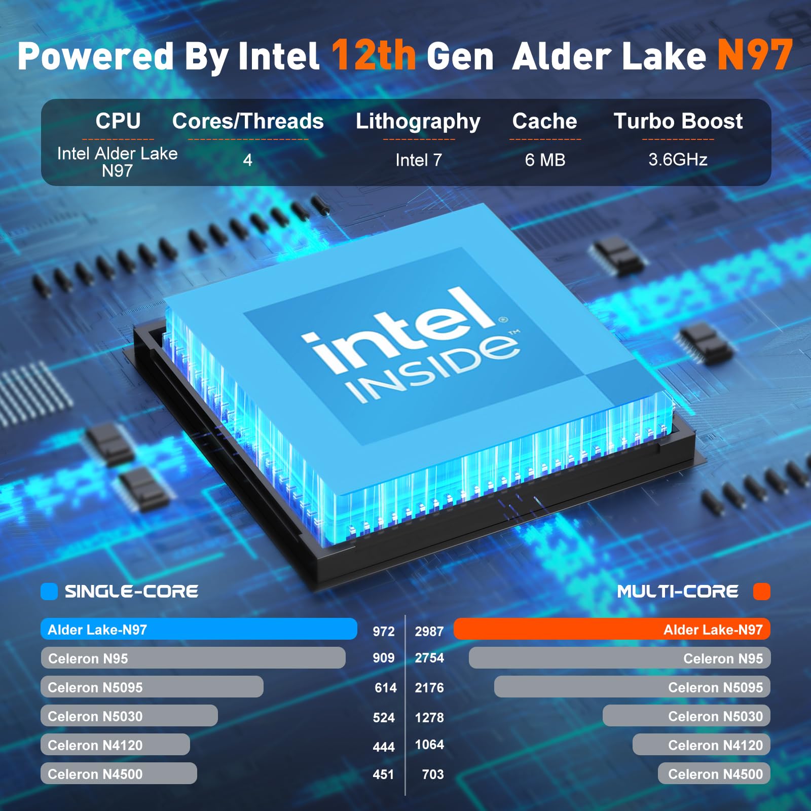 Foto 2 | Procesador Aoc N97 Para Ordenador Portátil, 16 Gb De Ram, 512 Gb, Ssd De 15,6 Pulgadas, Fhd, Win11 - Venta Internacion