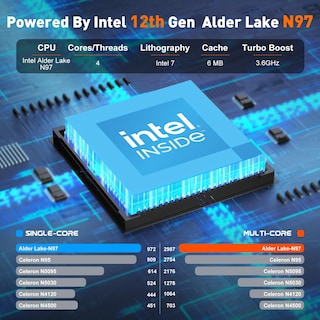 Foto 2 | Procesador Aoc N97 Para Ordenador Portátil, 16 Gb De Ram, 512 Gb, Ssd De 15,6 Pulgadas, Fhd, Win11 - Venta Internacion