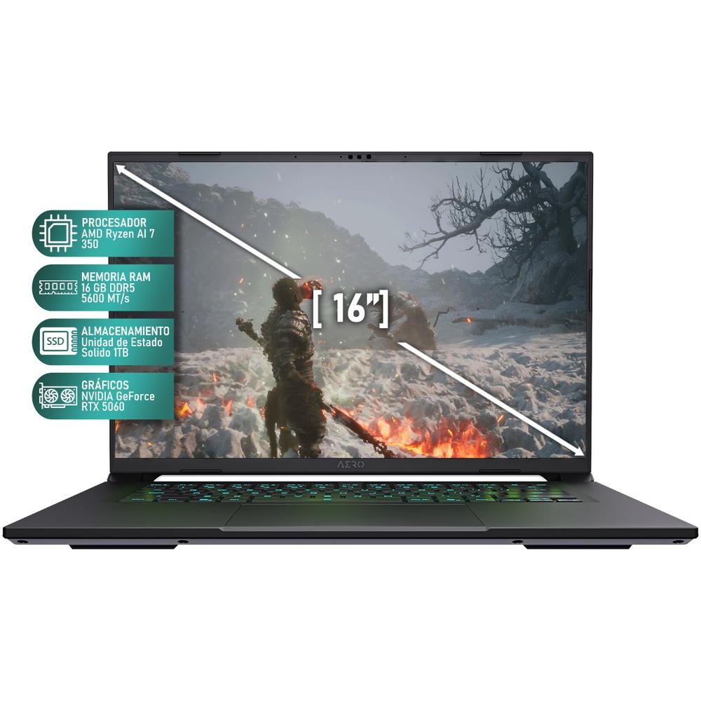 Foto 4 pulgar | Laptop Gamer Gigabyte Aero X16 Nvidia Geforce Rtx 5060 Amd Ryzen Ai 7 350 16gb Ram 1tb Ssd Windows 11 Home Teclado