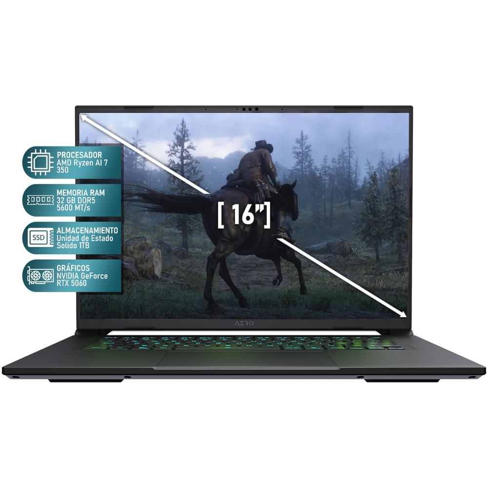 Foto 4 pulgar | Laptop Gamer Gigabyte Aero X16 Geforce Rtx 5060 Amd Ryzen Ai 7 350 32gb Ram 1tb Ssd 16'' Windows 11 Home Teclado En