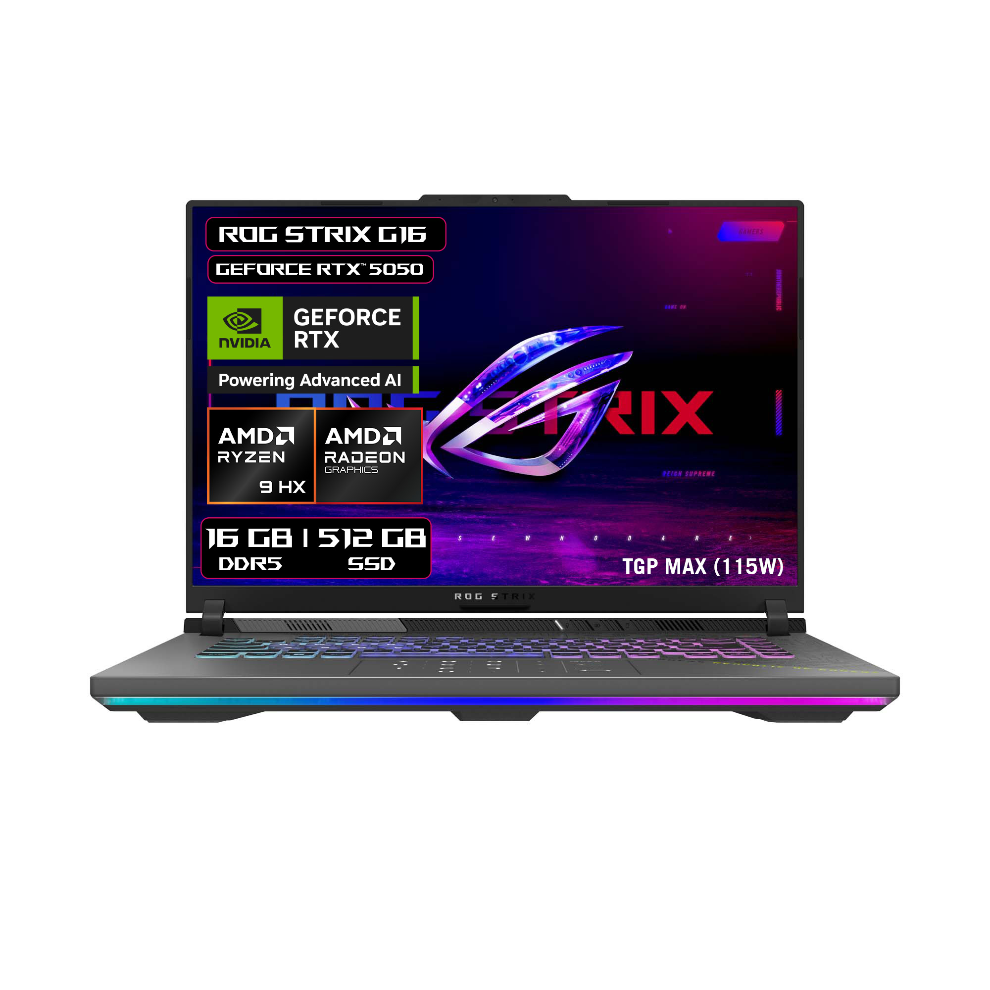 Foto 3 pulgar | Laptop Asus  Rog Strix G16 (2025) G614  Nvidia Geforce Rtx 5050  Amd Ryzen 9 8940hx  Ddr5 16gb  Verde