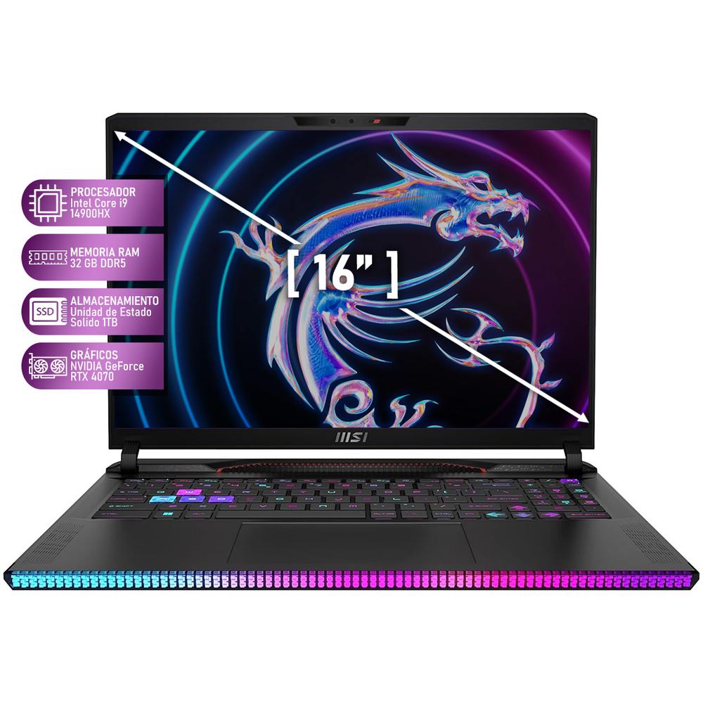 Foto 3 pulgar | Laptop Gamer Msi Raider Nvidia Geforce Rtx 4070 Intel Core I9 14900hx 32gb Ram 1tb Ssd 16'' Windows 11 Home Teclado