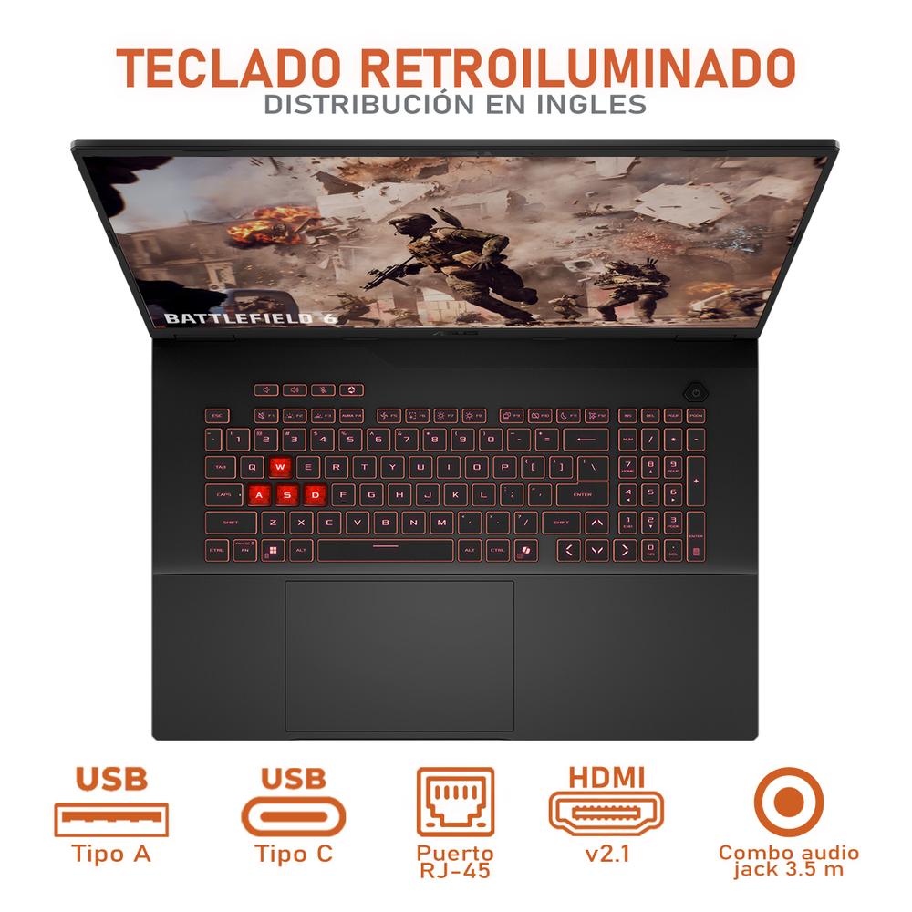 Foto 5 pulgar | Laptop Gamer Asus Tuf Gaming A18 Geforce Rtx 5070 Amd Ryzen 7 260 16gb Ram 1tb Ssd 18'' Windows 11 Home Teclado En Ingl