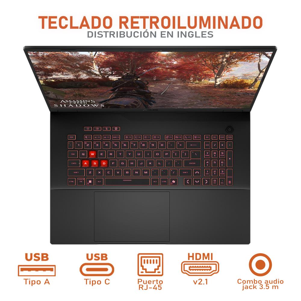 Foto 5 pulgar | Laptop Gamer Asus Tuf Gaming A18 Geforce Rtx 5070 Amd Ryzen 7 260 32gb Ram 1tb Ssd 18'' Windows 11 Home Teclado En Ingl