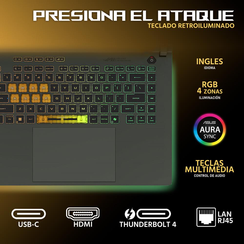 Foto 5 pulgar | Laptop Gamer Asus Rog Strix G16 Nvidia Geforce Rtx 5060 Intel Core I9 14900hx 64gb Ram 2tb Ssd 16'' Teclado En Ingl