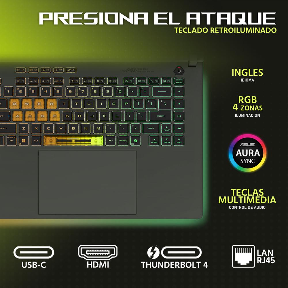 Foto 5 pulgar | Laptop Gamer Asus Rog Strix G16 Nvidia Geforce Rtx 5060 Intel Core I9 14900hx 32gb Ram 1tb Ssd 16'' Teclado En Ingl