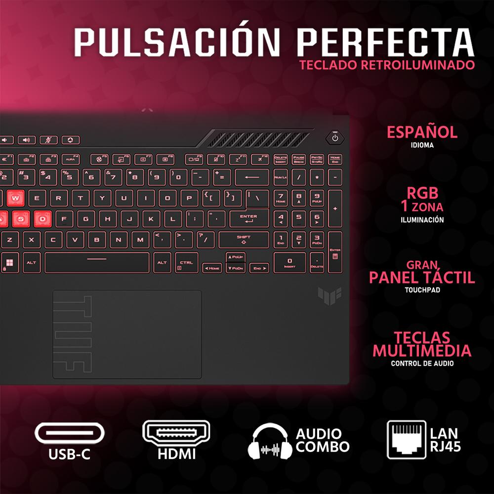 Foto 5 pulgar | Laptop Gamer Asus Tuf Gaming A16 Nvidia Geforce Rtx 4050 Amd Ryzen 5 7535hs 16gb Ram 512gb Ssd 16'' Teclado En Español