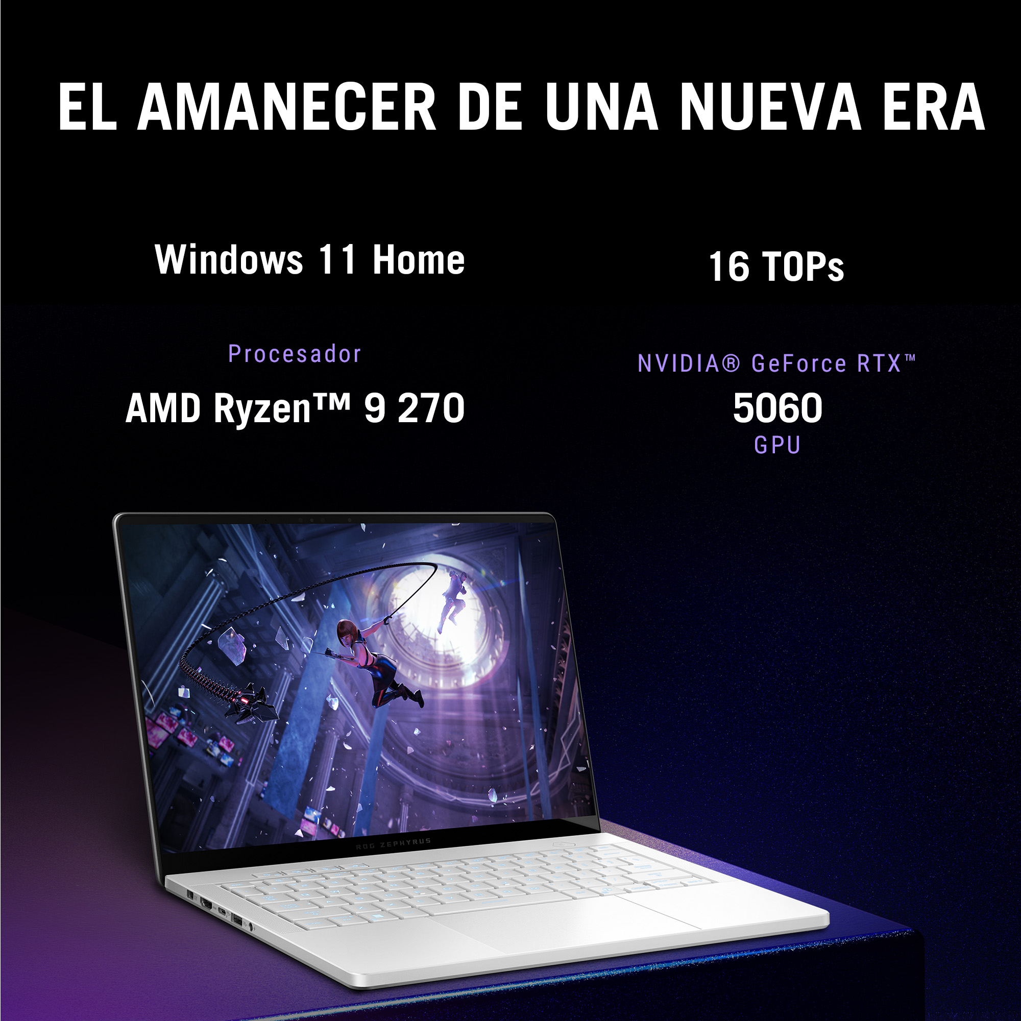 Foto 3 pulgar | Laptop Asus Rog Zephyrus G14 Rtx 5060  Amd Ryzen Ai 9  32gb Ddrs  1 Tb Ssd  14'' Oled  Blanca