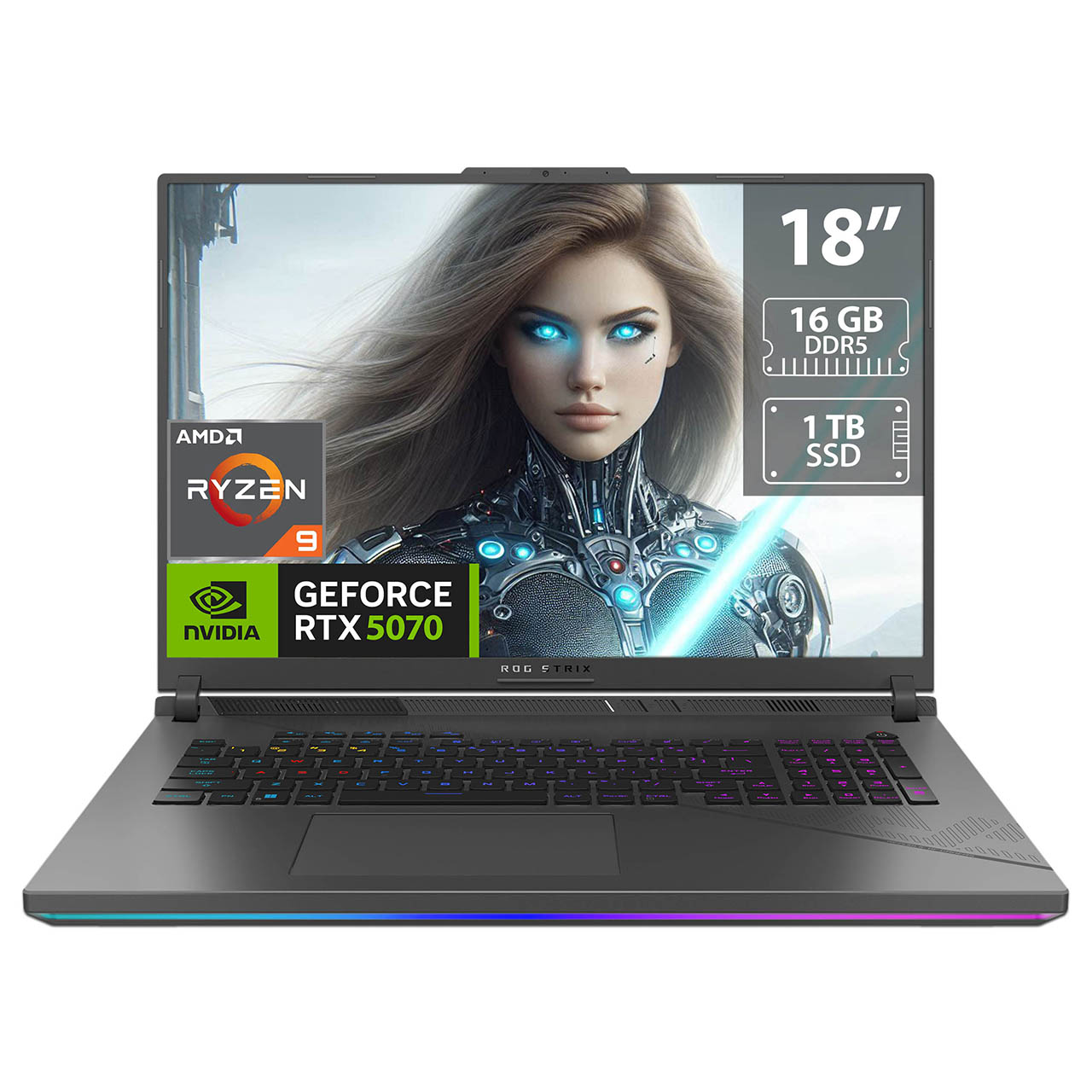 Foto 2 pulgar | Laptop Gamer Asus Rog Strix G18: Amd Ryzen 9 8940hx  Ram 16gb Ddr5  Ssd 1tb  Pantalla 18''  Rtx 5070  Windows 11 Home