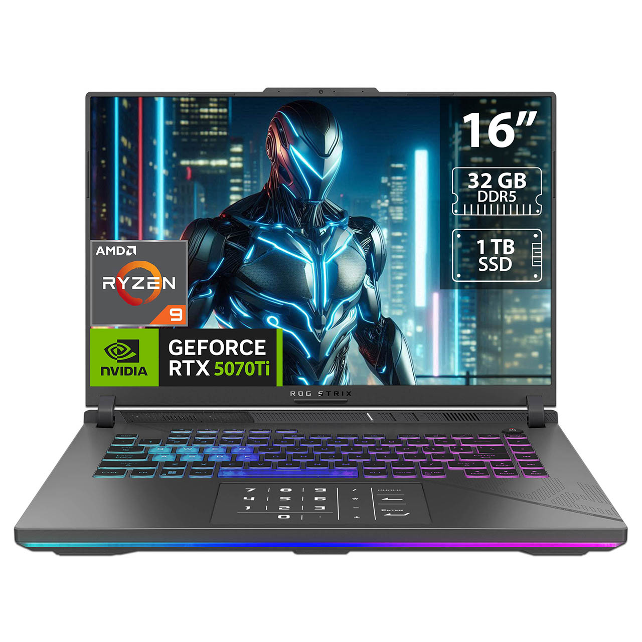 Foto 2 pulgar | Laptop Gamer Asus Rog Strix G16: Amd Ryzen 9 9955hx  Ram 32gb Ddr5  Ssd 1tb  Pantalla 16''  Rtx 5070 Ti  Windows 11 Home