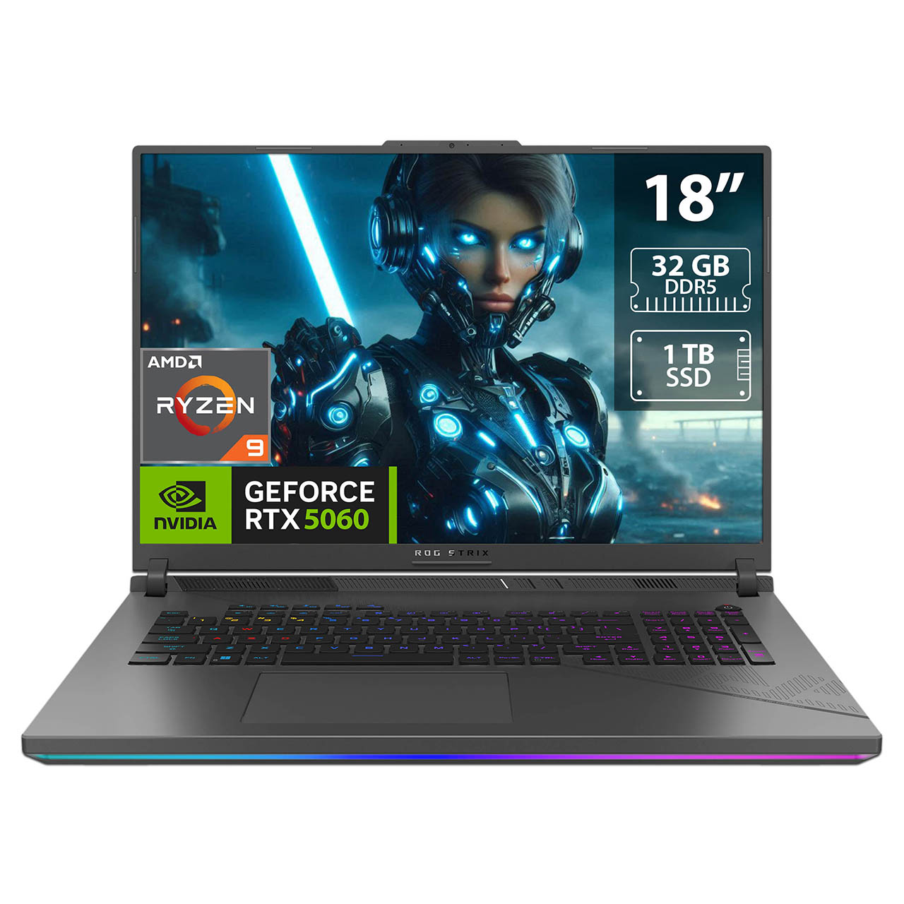 Foto 2 pulgar | Laptop Gamer Asus Rog Strix G18: Amd Ryzen 9 8940hx  Ram 32gb Ddr5  Ssd 1tb  Pantalla 18''  Rtx 5060   Windows 11 Home