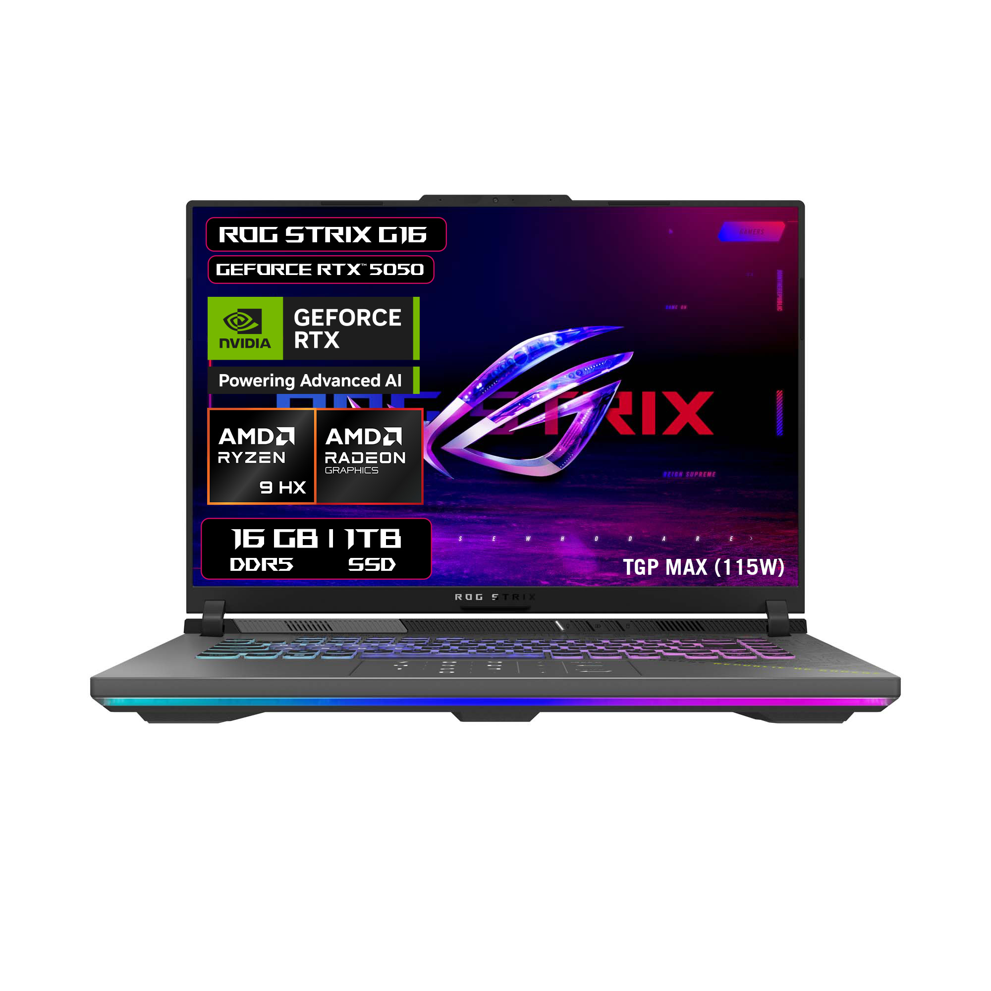 Foto 1 | Laptop Asus Rog Strix G16 Rtx 5050  Amd Ryzen 9  16 Gb  1tb Ssd  16'' Fhd  Gris