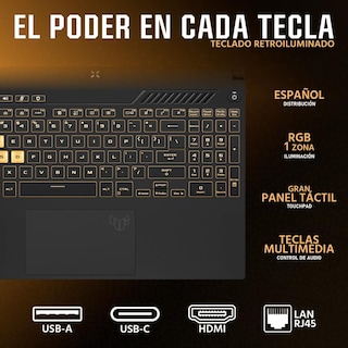 Foto 5 | Laptop Gamer Asus Tuf Gaming F16 Geforce Rtx 3050 Intel Core 5 210h 32gb Ram 1.5tb Ssd 16'' Teclado En Español + Mochil