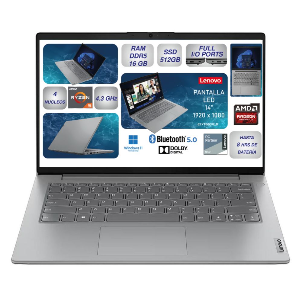 Foto 2 pulgar | Laptop Lenovo V14 G4: Ryzen 5 16gb Ram 512gb Ssd Windows 11 Pro 14'' Full Hd