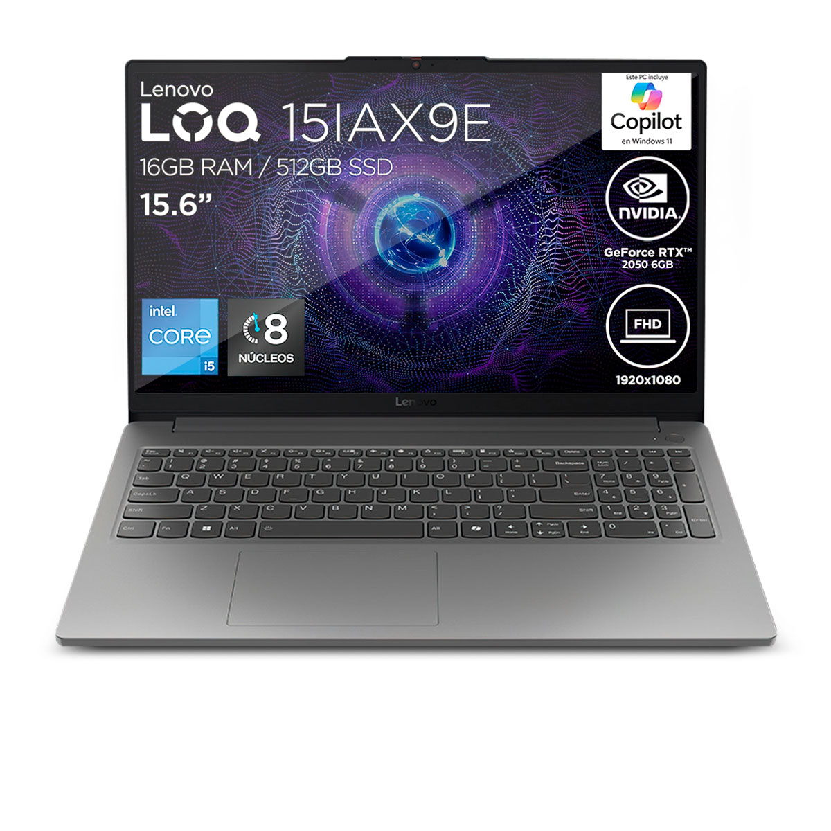 Foto 3 pulgar | Combo Laptop Lenovo Loq 15iax9e Intel Ci5-12450hx 8gb 512gb Ssd Fhd W11h + Audífonos