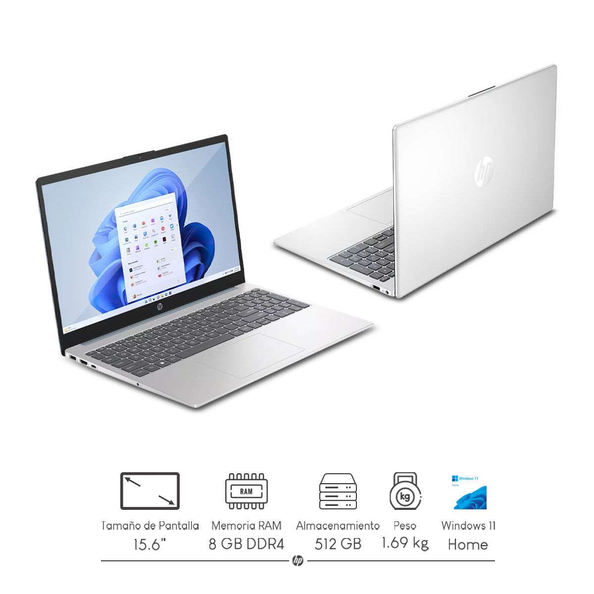 Foto 3 pulgar | Laptop Hp 15-fc0041wm Ryzen 5-7520u 4c 8gb 512gb 15'' Fhd W11h + Impresora Hp