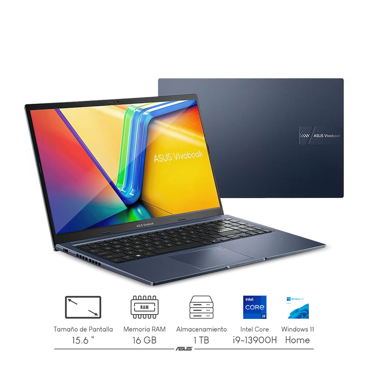 Foto 2 | Combo Laptop Asus Vivobook F1502VA-NS96 Intel CI9-13900h 16GB 1TB SSD FHD W11H Azul +  Audífonos Bluetooth