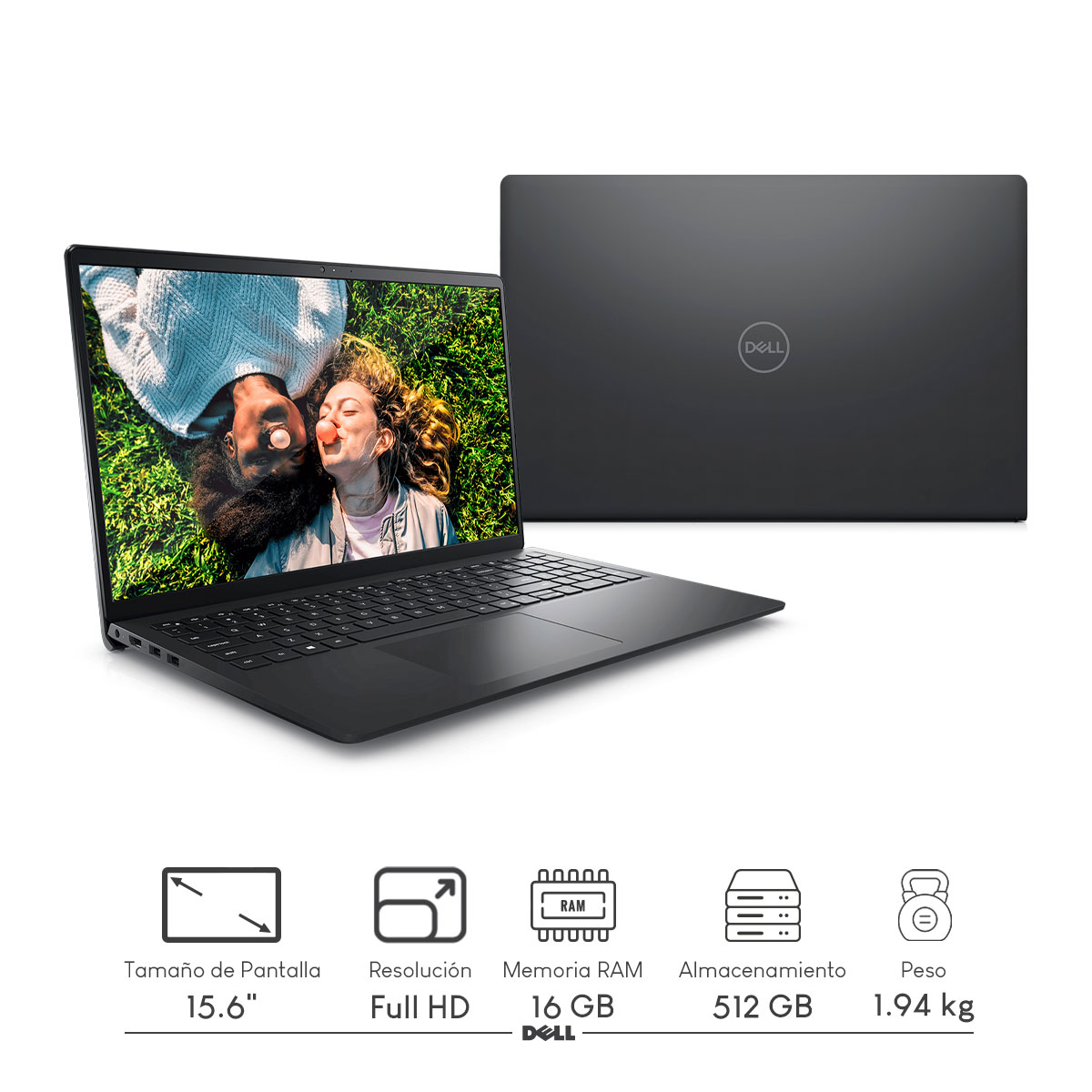 Foto 3 pulgar | Combo Laptop Dell Inspiron 15 3520 Intel Ci7-1255u 16gb 512gb Ssd Fhd W11h Negro + Impresora Hp