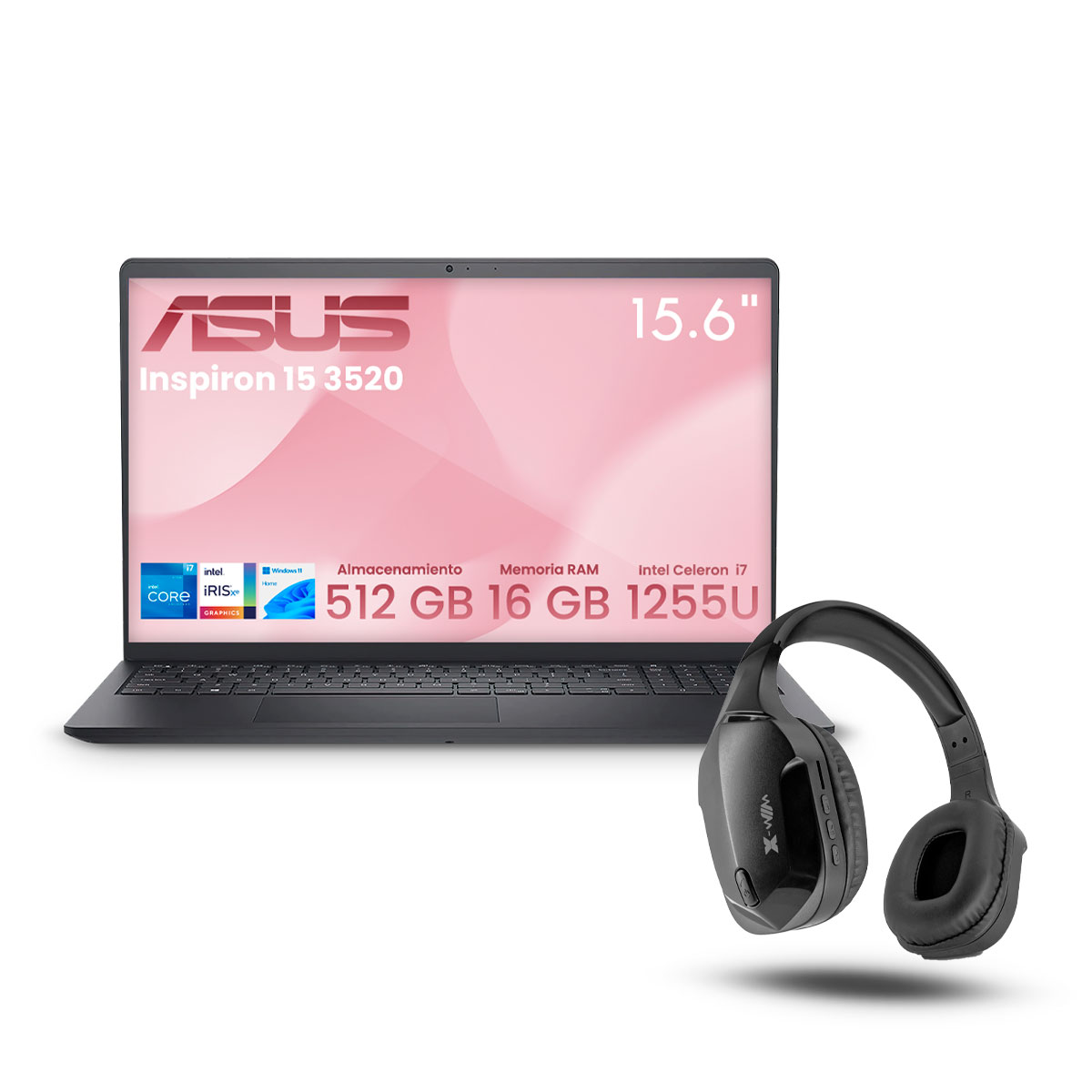 Foto 2 pulgar | Combo Laptop Dell Inspiron 15 3520 Intel Ci7-1255u 16gb 512gb Ssd Fhd W11h Negro +  Audifonos Bluetooth