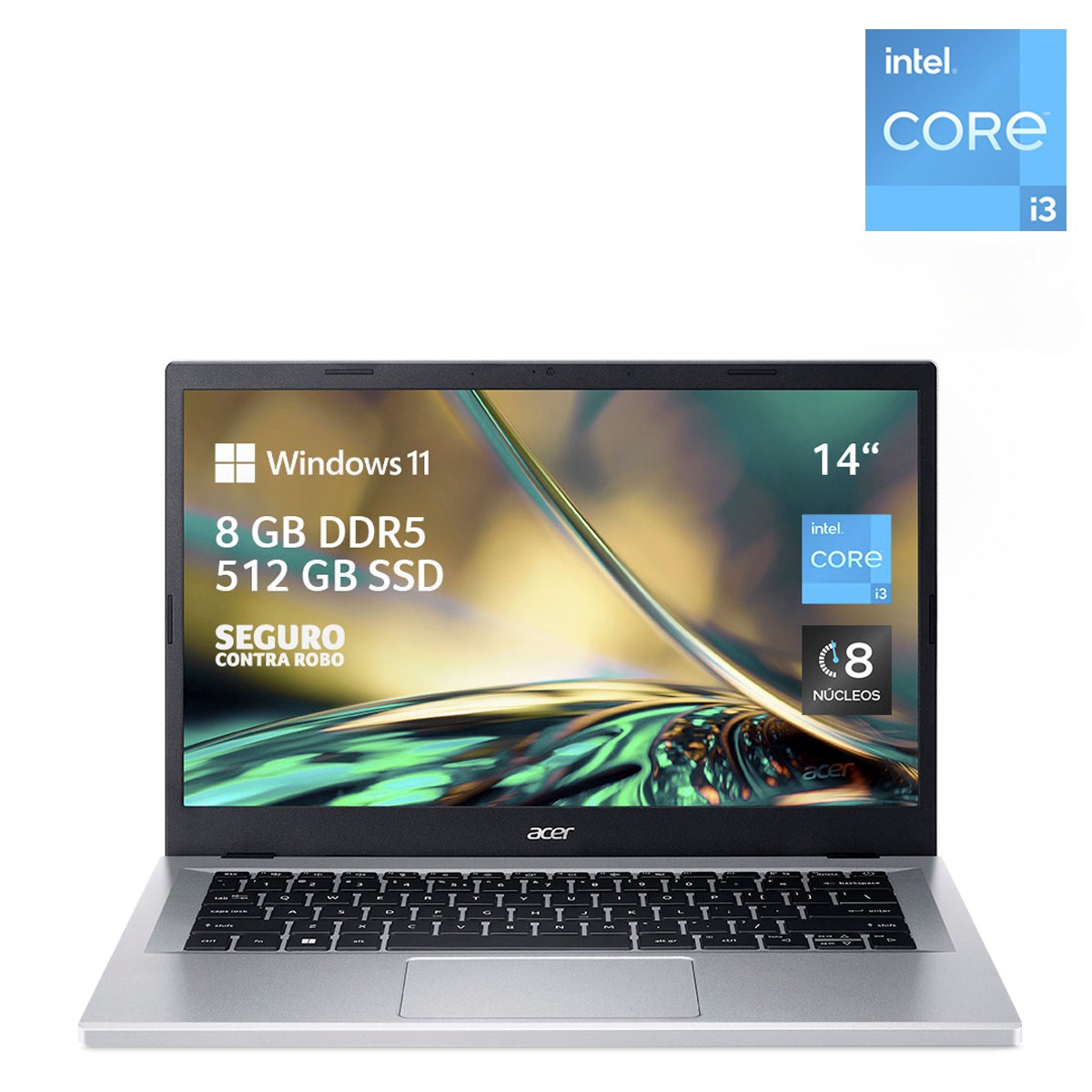Foto 2 pulgar | Laptop Acer Aspire 3 14 Pulgadas Intel Core I3 512gb Ssd Plata 8gb Ram Windows 11