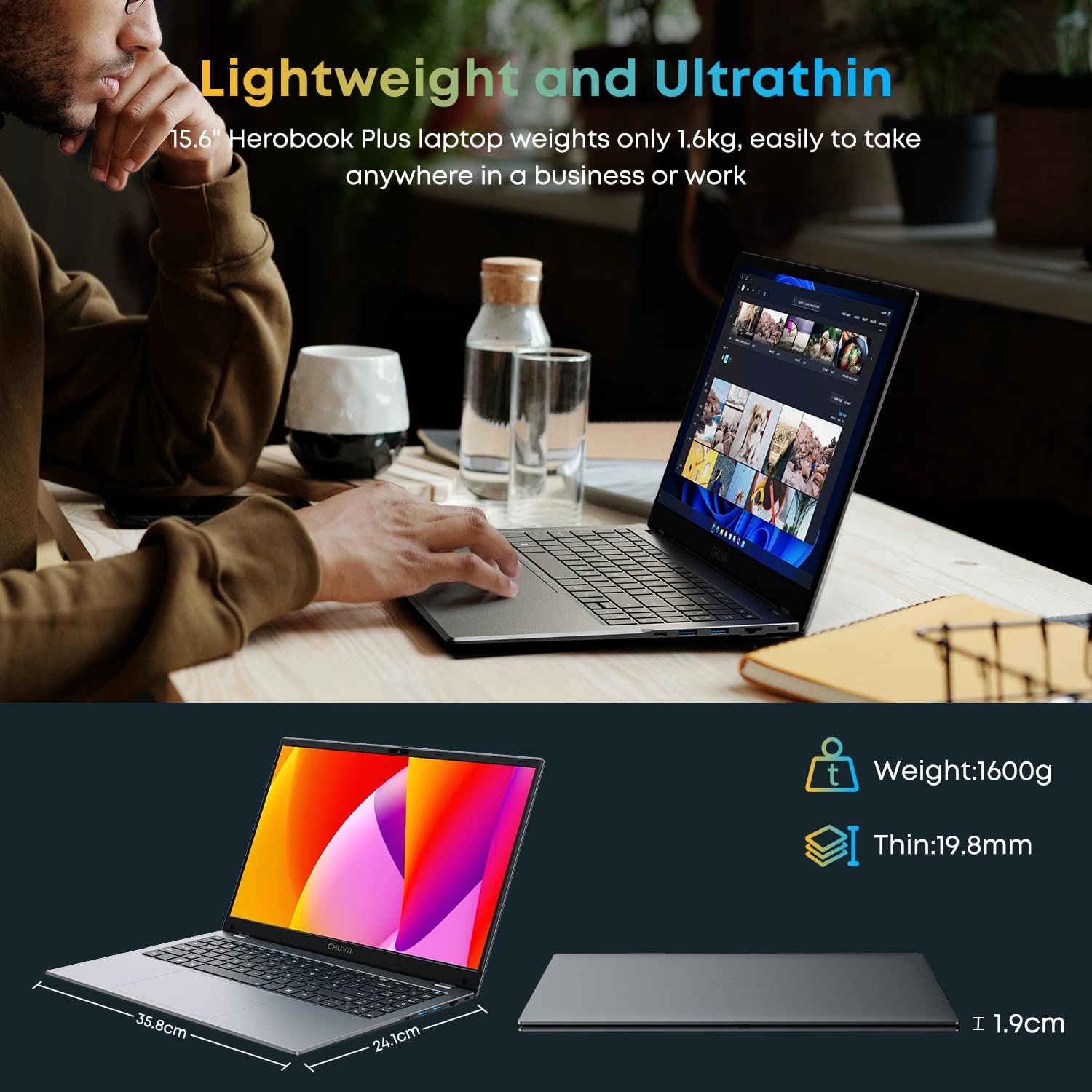 Foto 8 pulgar | Ordenador Portátil Chuwi Herobook Plus 15.6 Pulgadas 256 Gb Ssd 8 Gb de Ram Win 11 - Venta Internacional