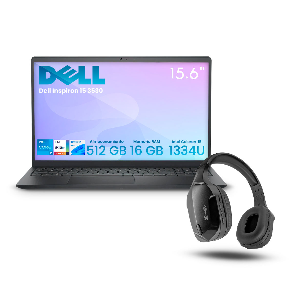 Laptop Dell Inspiron 15 3530 Intel Ci5-1335u 16gb 512gb Ssd Fhd W11h Negro + Audífonos Bluetooth
