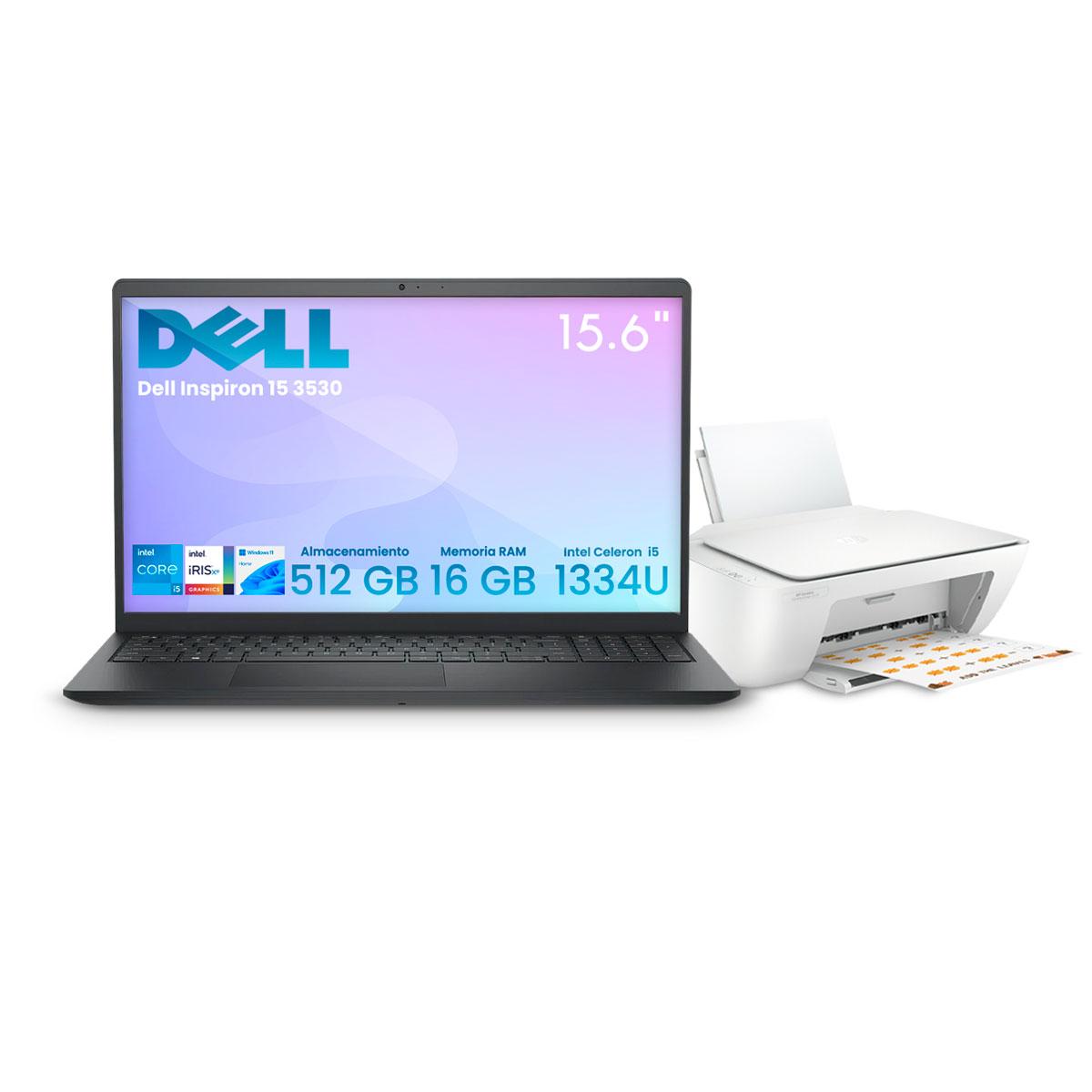 Foto 2 pulgar | Laptop Dell Inspiron 15 3530 Intel Ci5-1335u 16gb 512gb Ssd Fhd W11h Negro + Impresora Hp