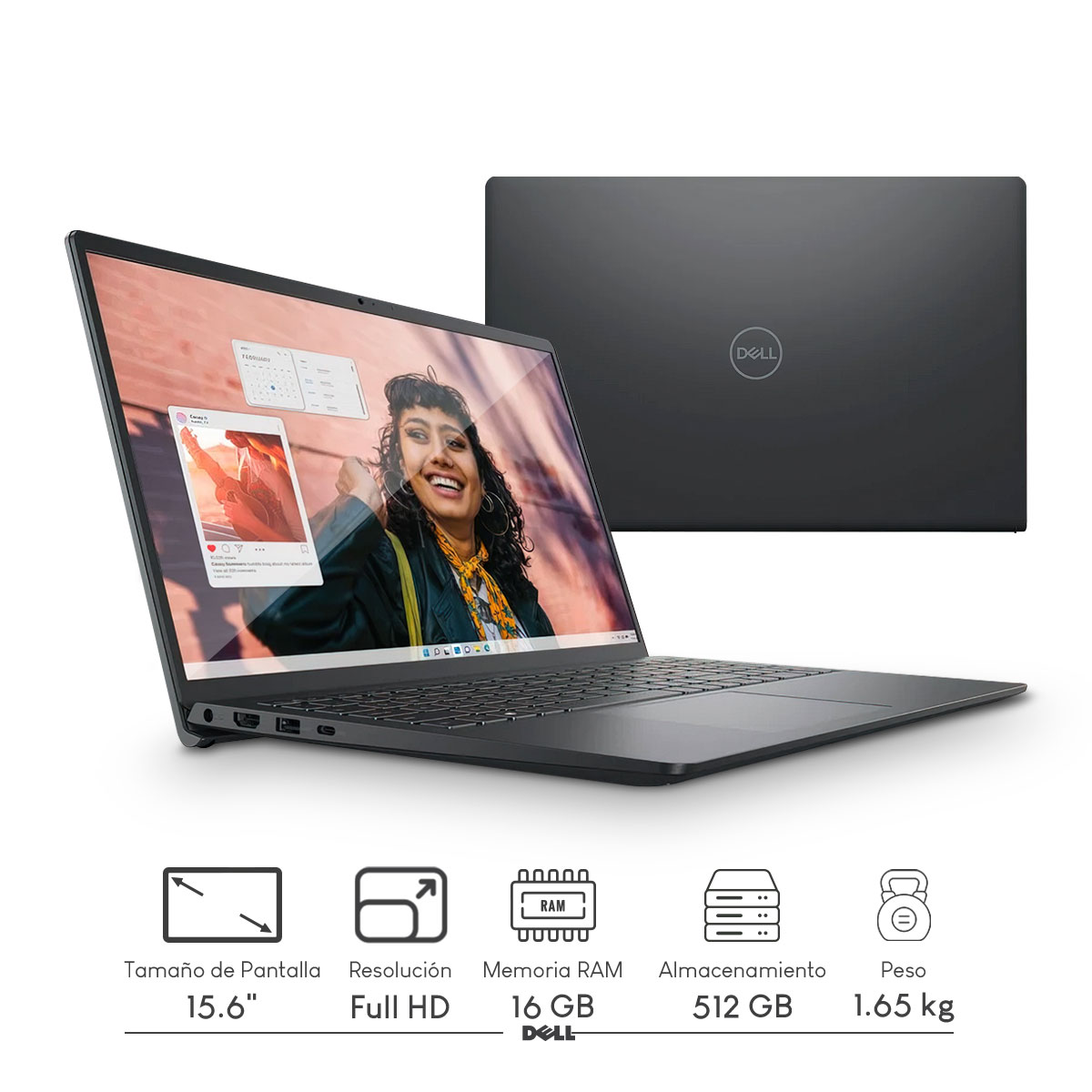 Foto 3 pulgar | Laptop Dell Inspiron 15 3530 Intel Ci5-1335u 16gb 512gb Ssd Fhd W11h Negro + Impresora Hp