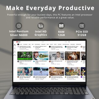 Foto 2 | Ordenador Portátil Lenovo Ideapad 15.6 Pulgadas, Fhd, Intel Pentium, 12 Gb De Ram, 512 Gb, Ssd - Venta Internacional.