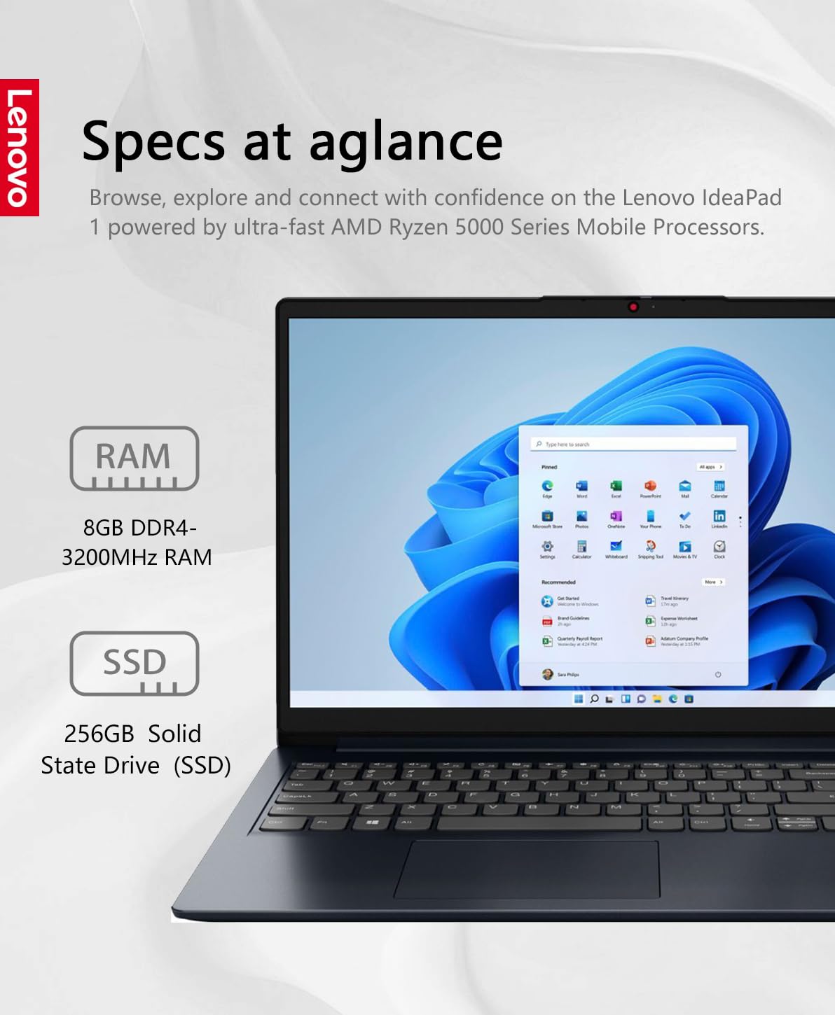 Foto 4 pulgar | Laptop Lenovo Ideapad 1 15,6 Pulgadas Fhd Touch Ryzen 5 7520u 8 Gb 256 Gb - Venta Internacional