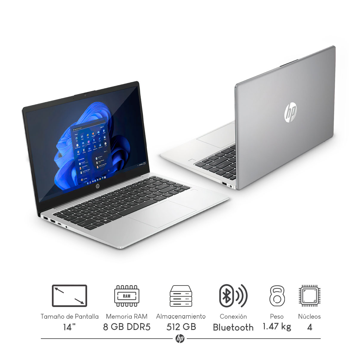 Foto 3 pulgar | Laptop HP 245 G10 14 Pulgadas Windows 11 Home AMD Ryzen 3-7330U 8 GB RAM 512 GB SSD Gris + Audífonos Bluetooth y Mochil
