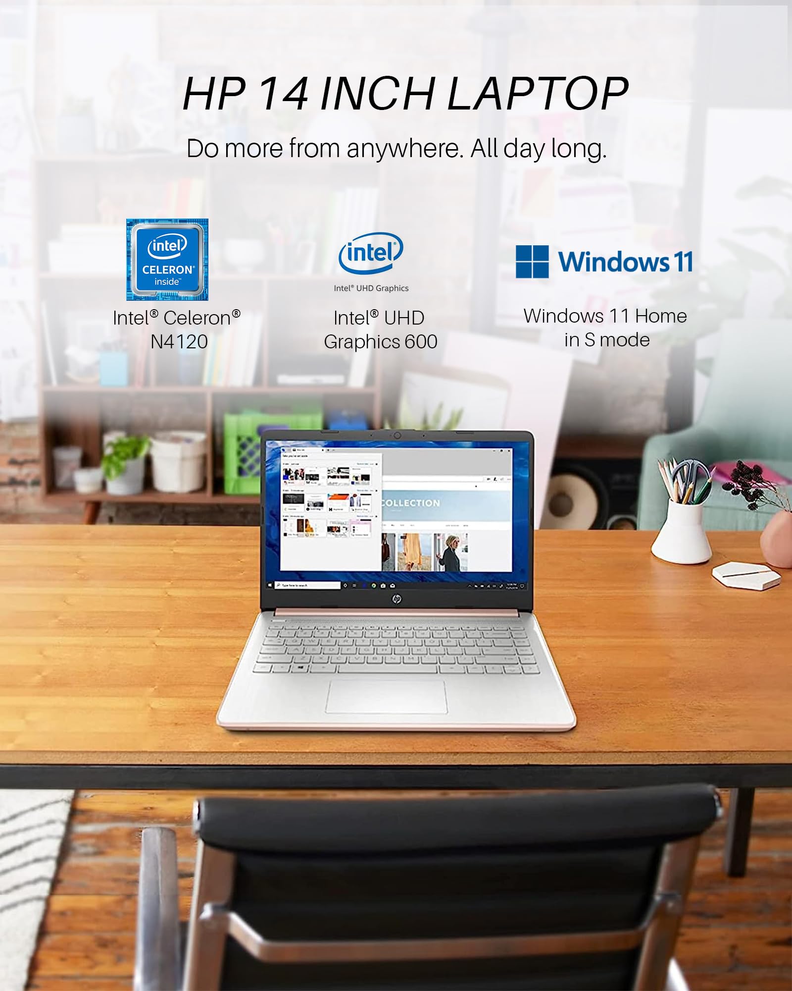 Foto 4 pulgar | Ordenador Portátil Hp 14 Ultraligero Para Estudiantes De Negocios, 16 Gb De Ram, 320 Gb - Venta Internacional.