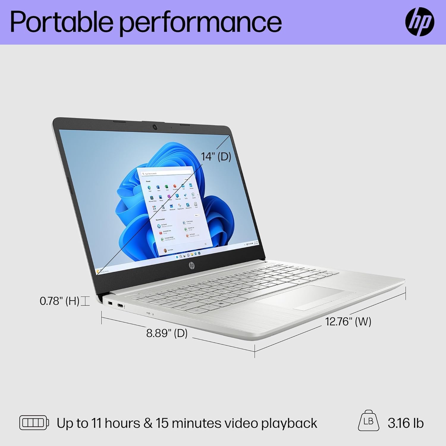 Foto 7 pulgar | Ordenador Portátil Hp 14 Con Licencia De Por Vida De Office, 8 Gb De Ram, 64 Gb Ssd - Venta Internacional.