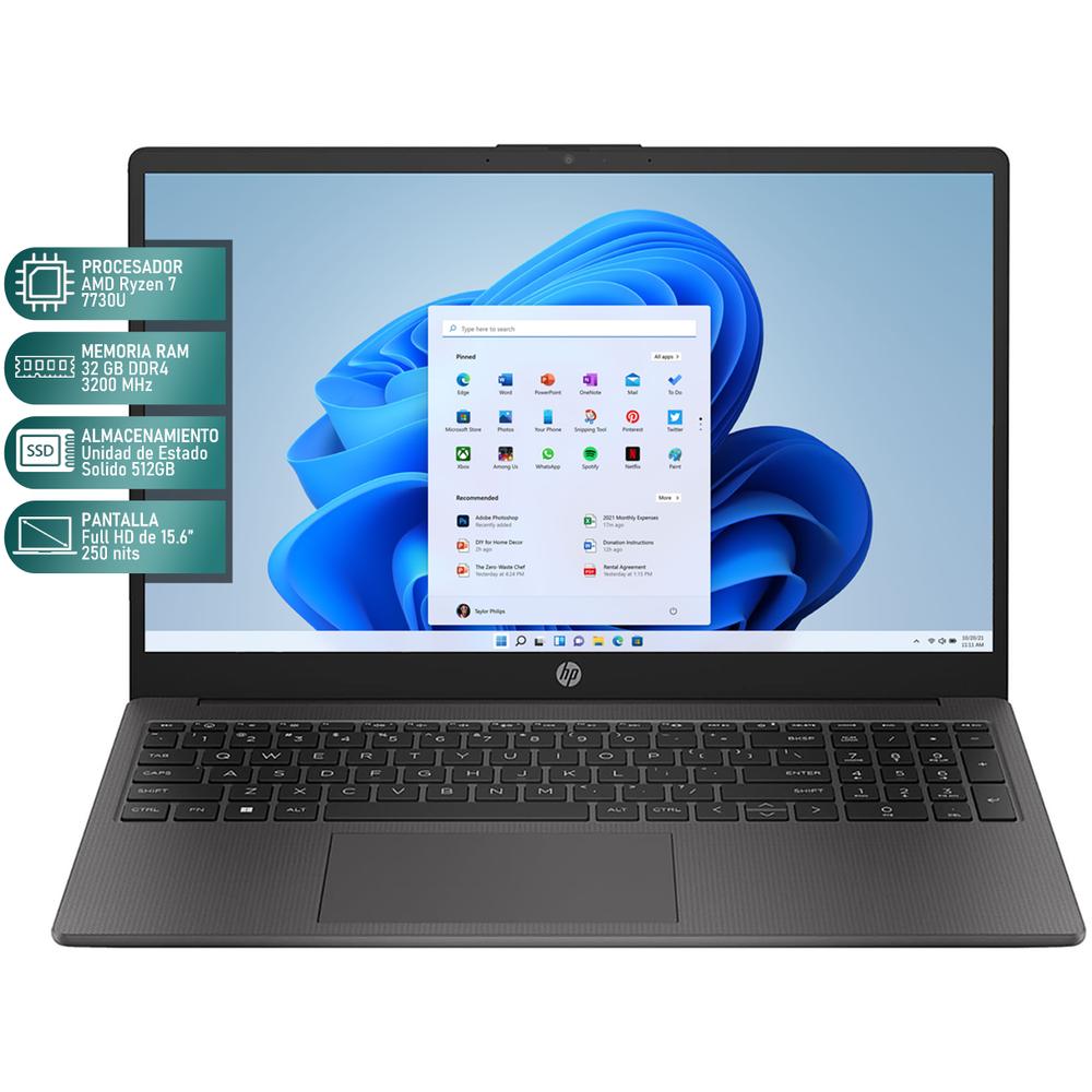 Foto 2 | Laptop Hp 255 G10 Amd Ryzen 7 7730u 32gb Ram 512gb Ssd 15.6'' Windows 11 Home Teclado En Ingles