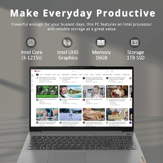 Foto 2 | Ordenador Portátil Lenovo Ideapad 1 15.6 Fhd 12.º I3-1215u Ssd De 16 Gb/1 Tb - Venta Internacional.