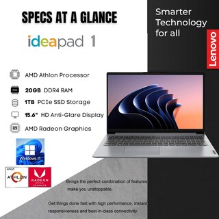 Foto 2 | Ordenador Portátil Lenovo Ideapad De 15 6 Pulgadas Hd Amd Athlon Silver 3050u De 20 Gb - Venta Internacional.