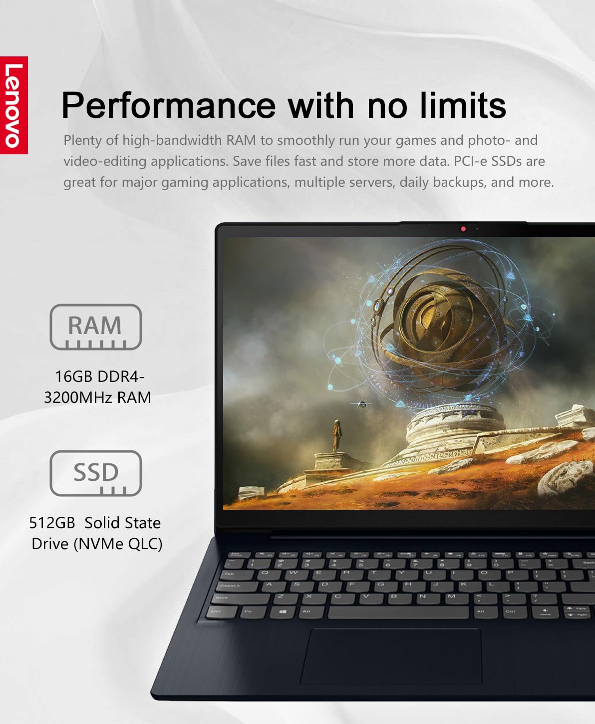 Foto 4 pulgar | Laptop Lenovo Ideapad 3i 15.6 Pulgadas 16 GB 512 GB SSD Negro - Venta Internacional