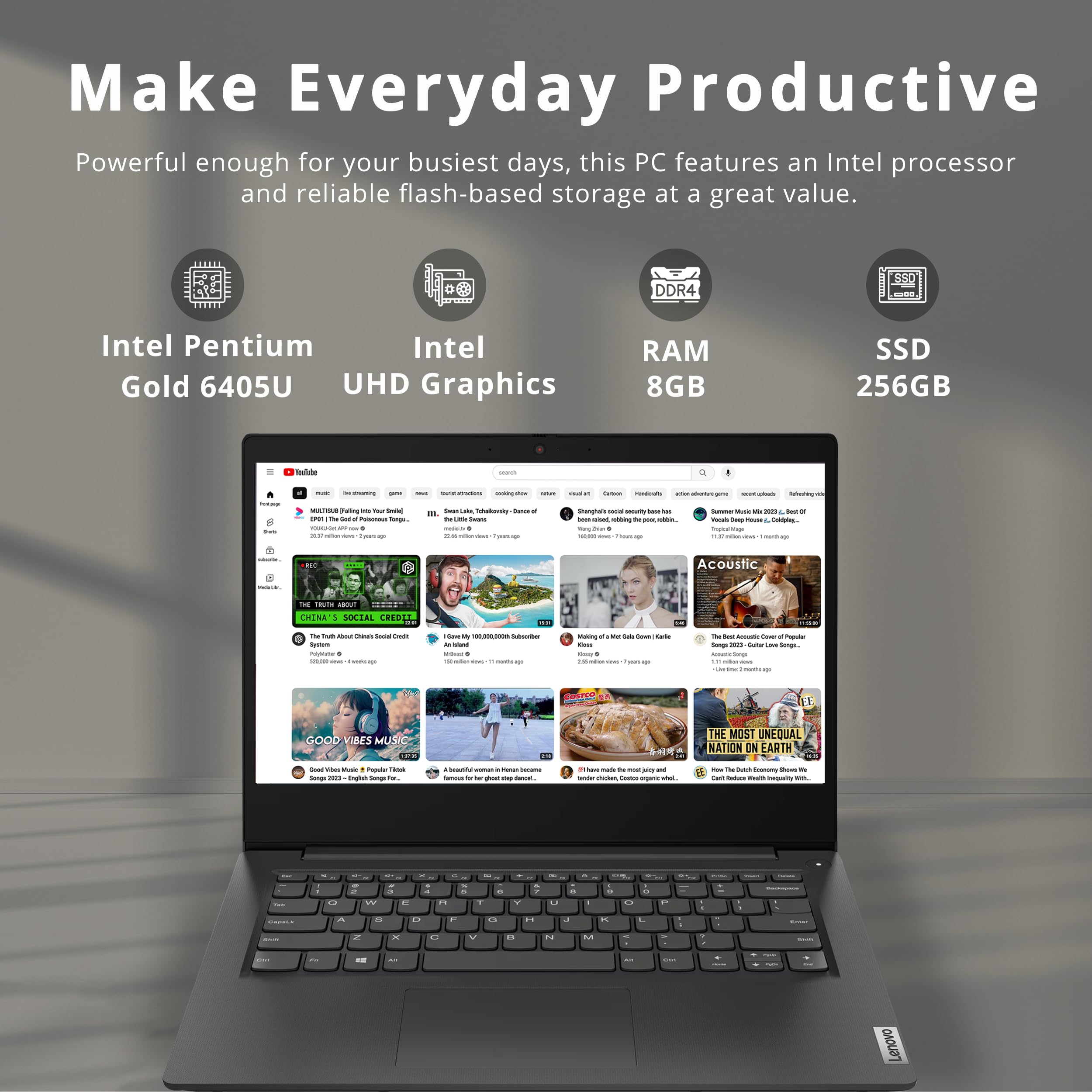 Foto 3 pulgar | Laptop Lenovo Ideapad 3 14 Hd Intel Pentium 8 Gb Ram 256 Gb Ssd - Venta Internacional.