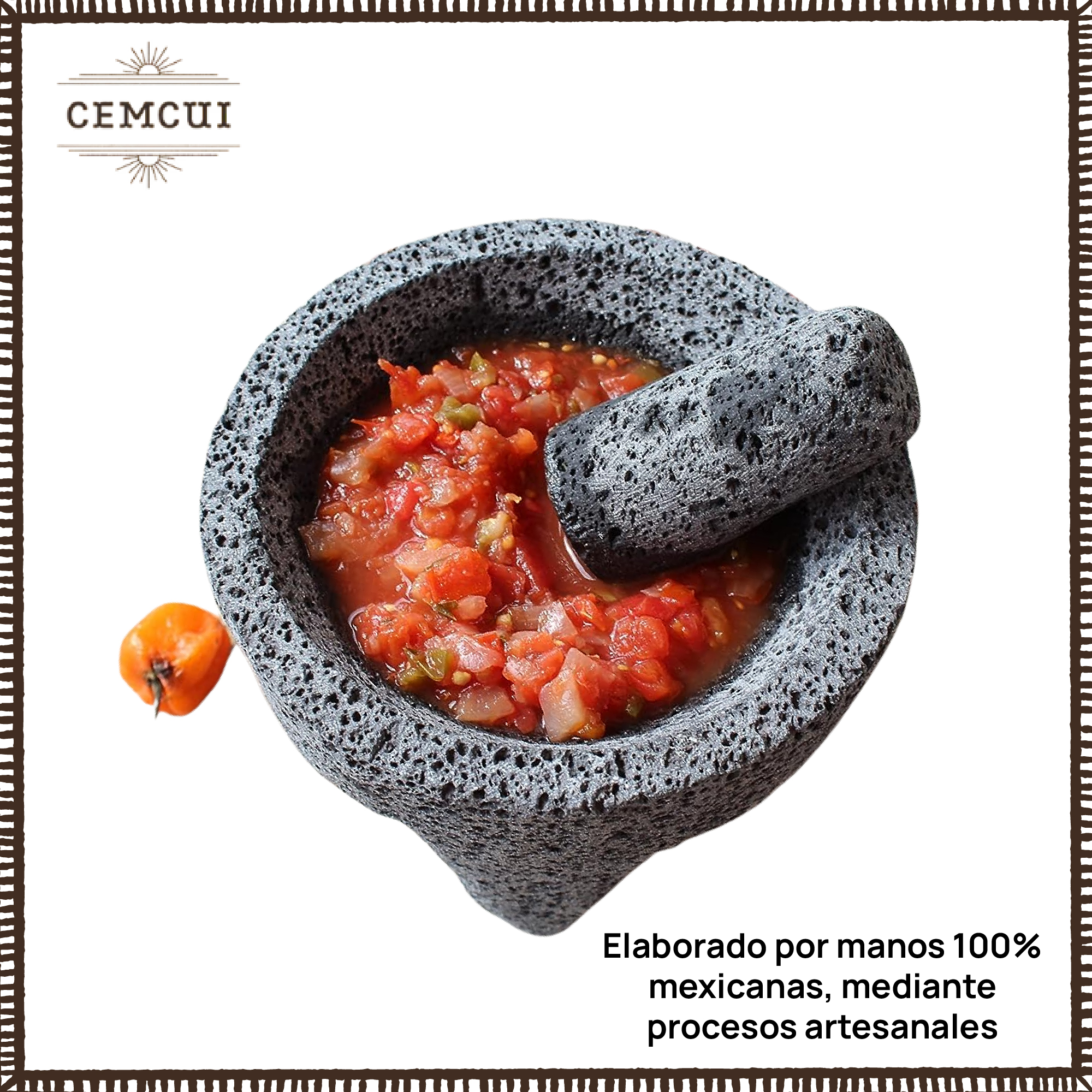 Foto 4 | Molcajete Tradicional de Piedra Volcánica (16 cm de diámetro) + Tejolote CEMCUI